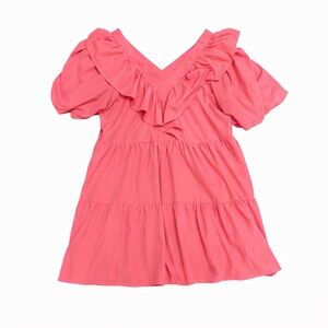 Entro Pink Ruffled V-Neck Dress